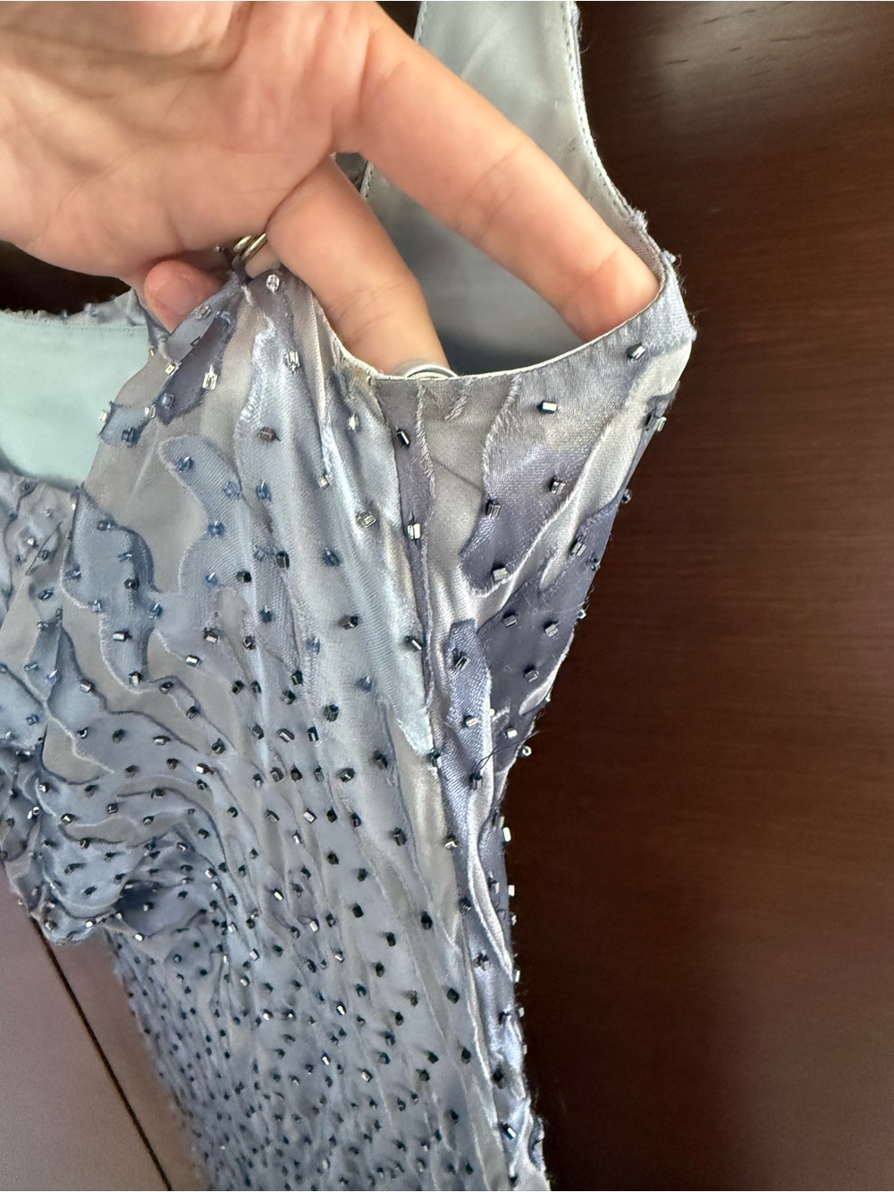 Niteline Ombre Maxi beaded Dress in Light Gray to navy - Picture 12 of 13